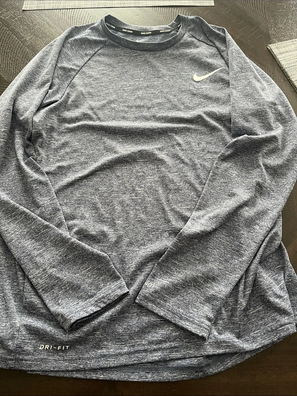 Nike Women's Long Sleeve Dri-FIT Heathered Navy Blue Top